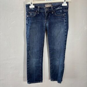 Paige Premium Denim Laurel Canyon Jeans 28 Dark Wash Embroidered USA